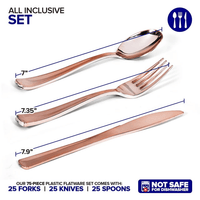 75 Pieces Heavy Duty (Rose Gold) Plastic Silverware Set, Disposable Cutlery Set, Great for Parties, Weddings, and Catering, Flatware Utensils Included: 25 Forks, 25 Spoons, 25 Knives, Stock Your Home EasyOptionXY LLC