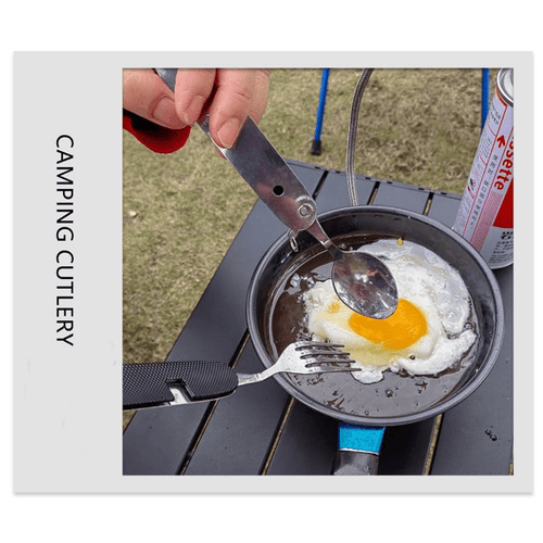 2Pcs Camping Utensils Cutlery Set Travel Utensil Foldable Silverware Knife Fork Spoon Bottle Opener Flatware Tableware EasyOptionXY LLC