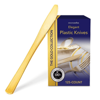 Stock Your Home Gold Plastic Knives 125 Pack - Heavy Duty Disposable Cutlery EasyOptionXY LLC