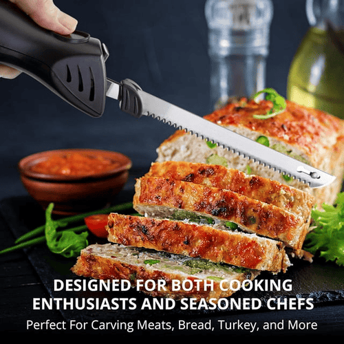 Elitra Home Professional Grade Electric Knife, Easy Slice Kitchen Knife For Carving Meats, Bread, Turkey and More, Stainless Steel Serrated Blade, Black EasyOptionXY LLC