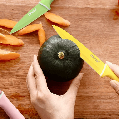 Hecef 6 Piece Kitchen Knife Set, Colorful Coated Stainless Steel Knives with Blade Guards EasyOptionXY LLC