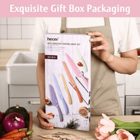 Hecef 6 Piece Kitchen Knife Set, Colorful Coated Stainless Steel Knives with Blade Guards EasyOptionXY LLC