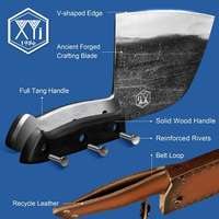 XYJ 6.7 Inch Serbian Chef Knife Cutting Butcher Knives High Carbon Steel Forging Meat Cleavers For Camping Kitchen and Outdoor Cooking Tool With Carrying Leather Sheath EasyOptionXY LLC