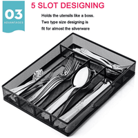 5 Component Utensil Drawer Organizer Cutlery Tray Silverware Flatware Storage Divider for Kitchen, Mesh Wire Metal Flatware Storage EasyOptionXY LLC
