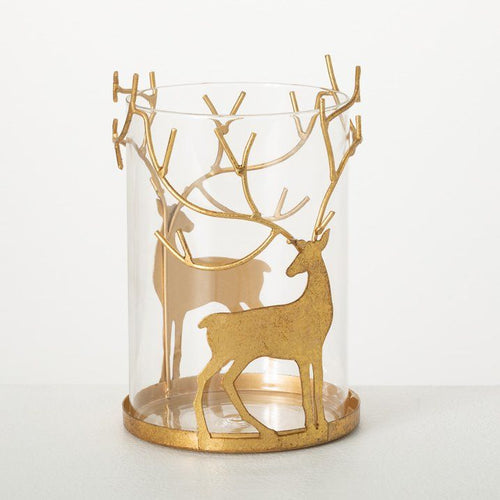8"H Sullivans Gold Deer Pillar Candle Holder EasyOptionXY LLC