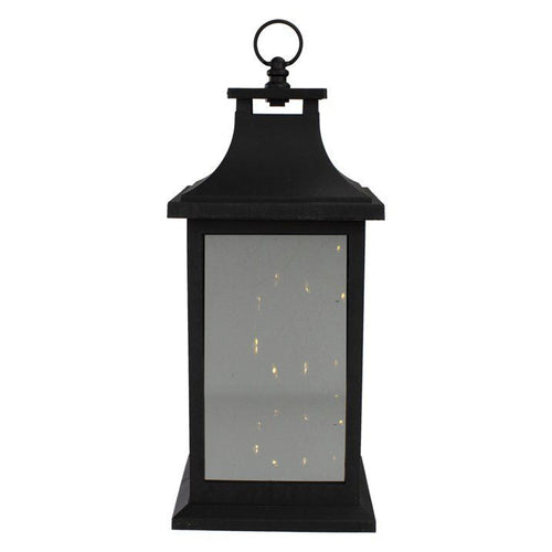 12" Black LED Lighted Battery Operated Lantern with Flickering Light EasyOptionXY LLC