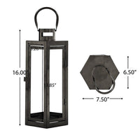 Brianna Stainless Steel Outdoor 16" Lantern, Black EasyOptionXY LLC