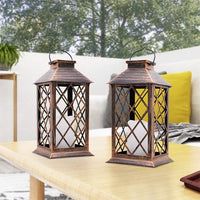 Abble Outdoor ,13'' x 5.5'' x 5.5'' Yard Classic Asymmetrical Plastic Lantern, Bronze, 2 -Pieces EasyOptionXY LLC