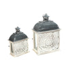 Gerson Set of 2 Metal and Wood Nesting Lanterns with Floral Cut-out EasyOptionXY LLC
