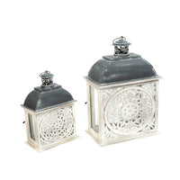 Gerson Set of 2 Metal and Wood Nesting Lanterns with Floral Cut-out EasyOptionXY LLC