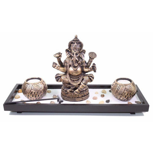 Elephant Ganesha Zen Garden Sand Rocks Candle Holder Home Decor EasyOptionXY LLC