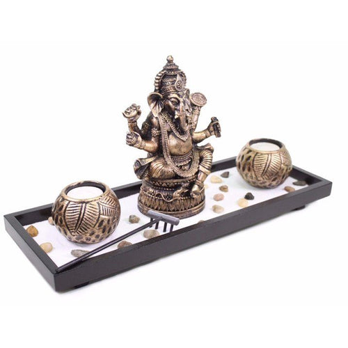 Elephant Ganesha Zen Garden Sand Rocks Candle Holder Home Decor EasyOptionXY LLC