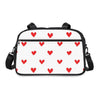 Fall in Love with Fitness Womens White Heart Print Fitness Handbag
