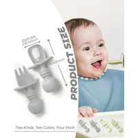 4 Pcs Baby Spoons Self Feeding 6 Months, Silicone Baby Spoons First Stage and Baby Fork, Toddler Utensils for Baby Led Weaning with 2 Cases (Green, Grey) EasyOptionXY LLC