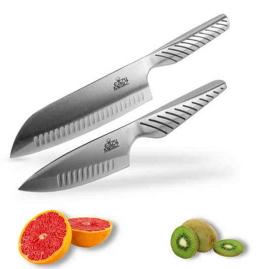 EaZy MealZ 2-Piece Knife Set 7-inch Santoku Knife and 4-inch Chef's Knife, Super Sharp Stainless Steel EasyOptionXY LLC
