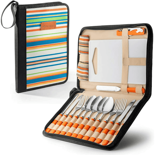 Camping Silverware Kit Cutlery Organizer Utensil Picnic Set - 12 Piece Mess Kit for 2 - Camp Kitchen BBQ's EasyOptionXY LLC