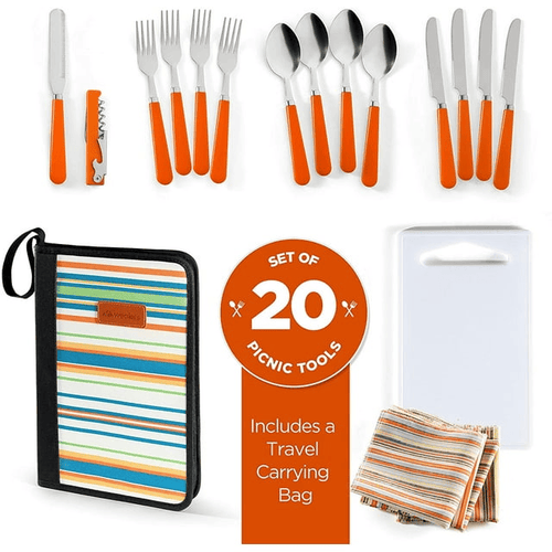 Camping Silverware Kit Cutlery Organizer Utensil Picnic Set - 12 Piece Mess Kit for 2 - Camp Kitchen BBQ's EasyOptionXY LLC