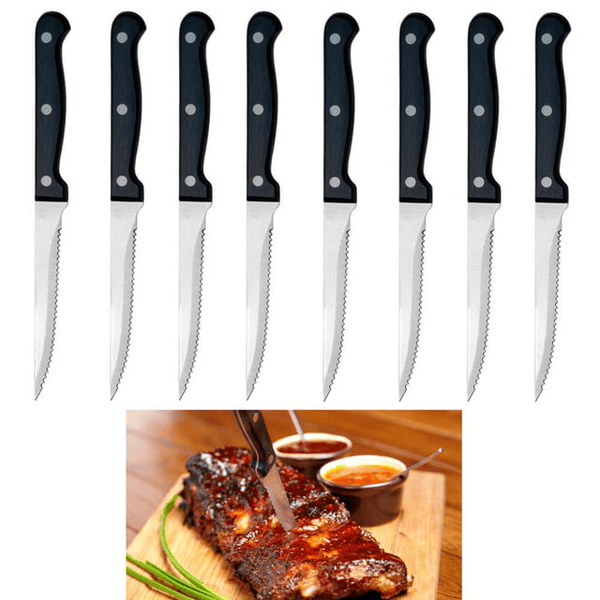 8 Steak Knife Set Serrated Edge Steel Utility Knives Steakhouse Cutlery Utensil EasyOptionXY LLC