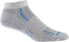 WrightSock Men's Stride Lo Single Pack, Lite Grey/Blue Stripe, Small