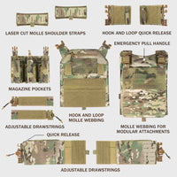 Votagoo 601 Laser Cut Molle Vest Adjustable Plate Carrier Tactical Military Vest