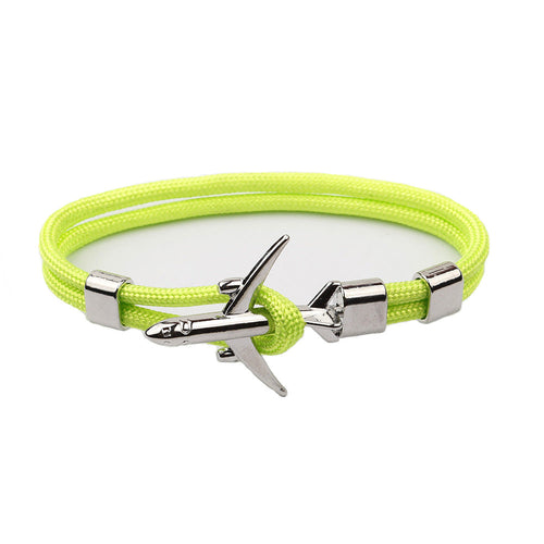 Modern Fashion Airplane Anchor Bracelets Men Charm Rope Chain Paracord Bracelet Women Male Air Force Style Wrap Metal Sport Hook Gift