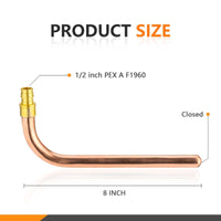 PEX A Expansion 1/2" 8" Copper Stub