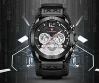 Men's Leather Waterproof Watch With Chronometers And Fluorescent Hands Excellent Design Perfect Gift