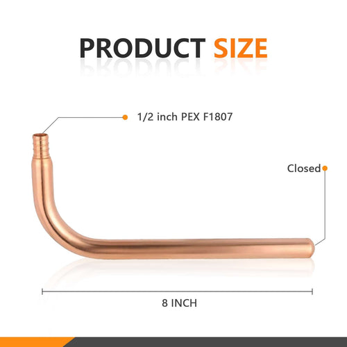 PEX Crimp 1/2" 8" Copper Stub Plumbingsell
