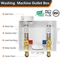 10 Pcs 1/2" Push Fit Inlet, Washing Machine Outlet Box, with Stainless Water Hammer Arrestor