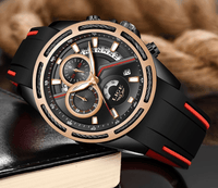 Men's Waterproof Modern Watch With Rubber Straps Multifunction Watches Unique Design Perfect Gift