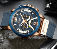 Men's Sports Waterproof Watch With Leather Belts, Chronometers And Large Numbers Details Luxury Watches Unique Design Excellent Gift