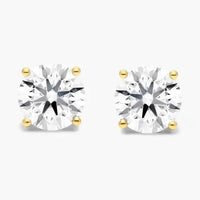 1/2 Ct TW Real Natural Round-Cut Diamond Solitaire 14K Gold Stud Earrings