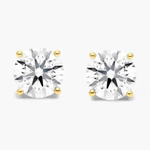 1/2 Ct TW Real Natural Round-Cut Diamond Solitaire 14K Gold Stud Earrings