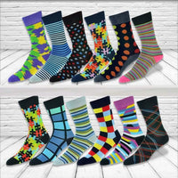 12-Pack: Cotton Fashion Patterned Men's Socks
