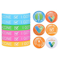 12-Pack: I Got My Covid-19 Vaccine Wristband Bracelets with Badges