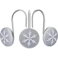 12-Pieces: Christmas Snowflake Anti-Rust Round Shower Curtain Hooks