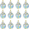 12-Pieces: Multicolor Crystal Glass Christmas Balls Ornaments
