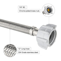 10 Pcs 3/8" C x 7/8" BC, 12" SS Braided Toliet Hose