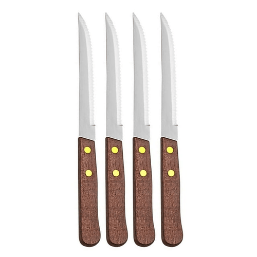 4 Pack Stainless Steel Steak Knives Knife Set Utensil Cutlery Wooden Serrated EasyOptionXY LLC