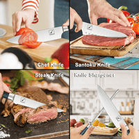 imarku | Knife Set 16-Piece Kitchen Knife Set with Block German Stainless Steel Knife Sets for Kitchen with Sharpener & 6 Steak Knife Set - Blue EasyOptionXY LLC