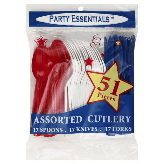 1 - Party Essentials Assorted Cutlery - White, Blue & Red 51 Ct. EasyOptionXY LLC