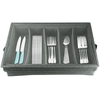 Flatware Storage Case with PVC Lid 5 Compartment Foldable Utensil Storage Box Silverware Storage Box Chest Cutlery Storage Holder with Handle for Home Kitchen Utensils EasyOptionXY LLC