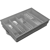 Flatware Storage Case with PVC Lid 5 Compartment Foldable Utensil Storage Box Silverware Storage Box Chest Cutlery Storage Holder with Handle for Home Kitchen Utensils EasyOptionXY LLC