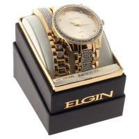 Elgin Adult Male Analog Watch and Bracelet Set in Gold Two-Tone with Crystals (FG160016GTST) EasyOptionXY LLC