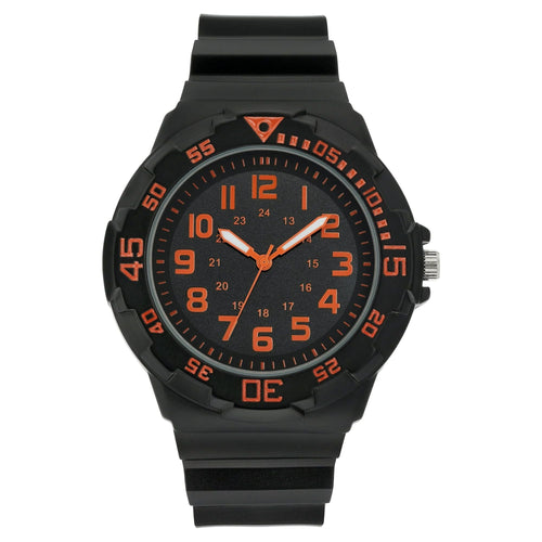 George Men's Casual Watch with Orange Round Dial and Black Resin Band EasyOptionXY LLC