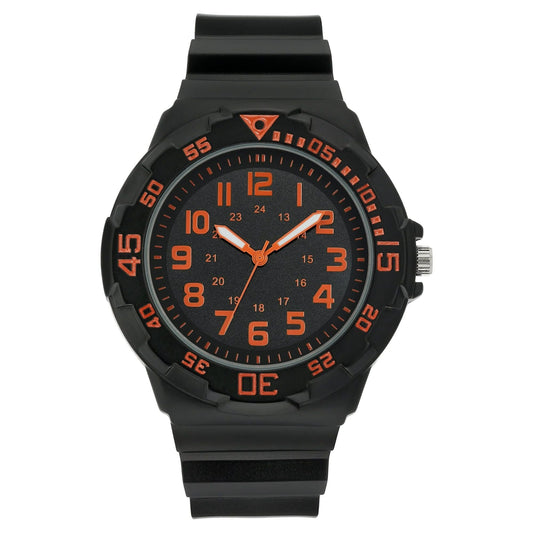 George Men's Casual Watch with Orange Round Dial and Black Resin Band EasyOptionXY LLC