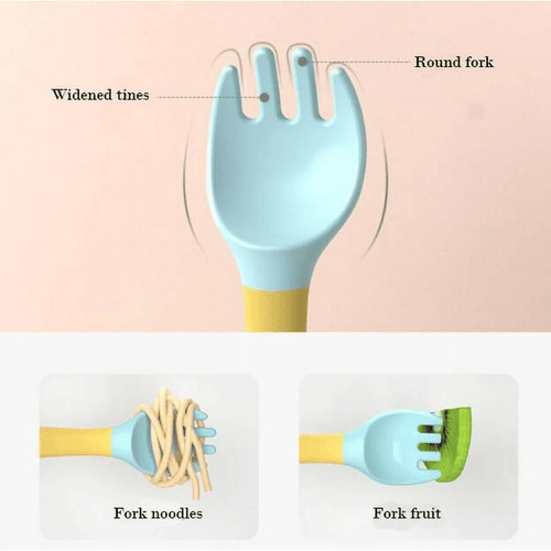 FACEGA Baby Training Spoons Forks 1 Sets with Travel Case, Toddler Feeding Utensils Set Children Tableware Travel Set BPA Free Self-Feeding Learning Spoons Forks for Kids Yellow EasyOptionXY LLC