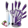 Kitchen Knife Set, 9-Pieces Purple Professional Chef Knife Set with Hollow Handle, Ultra Sharp Stainless Steel Knife Block Set with Accessories for Cutting Slicing Dicing Chopping EasyOptionXY LLC