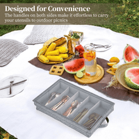 Flatware Storage Case, Silverware Storage Box with 4 Adjustable Dividers, Large Capacity Flatware Utensil Holder Case, Cutlery Storage Box with Handles and Removable Lid EasyOptionXY LLC