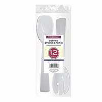 1 - Party Essentials 9.5" Serving Fork & Spoon Sets - White 12 Ct. EasyOptionXY LLC